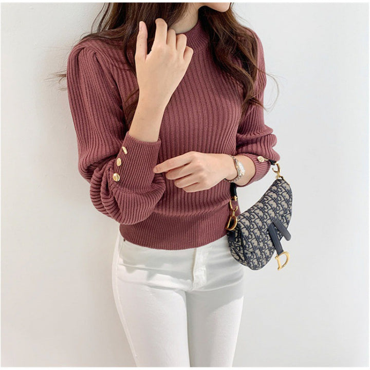 Damen Strickpullover mit eleganten Knopfdetails Drune