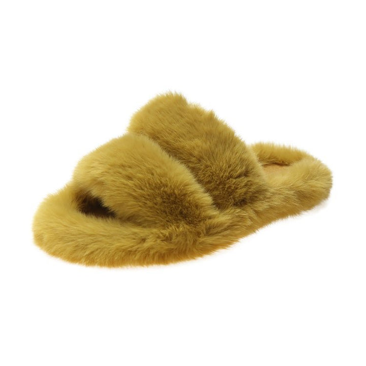 Damen Flauschige Hausschuhe mit doppeltem Riemen und weichem Innenfutter Drune
