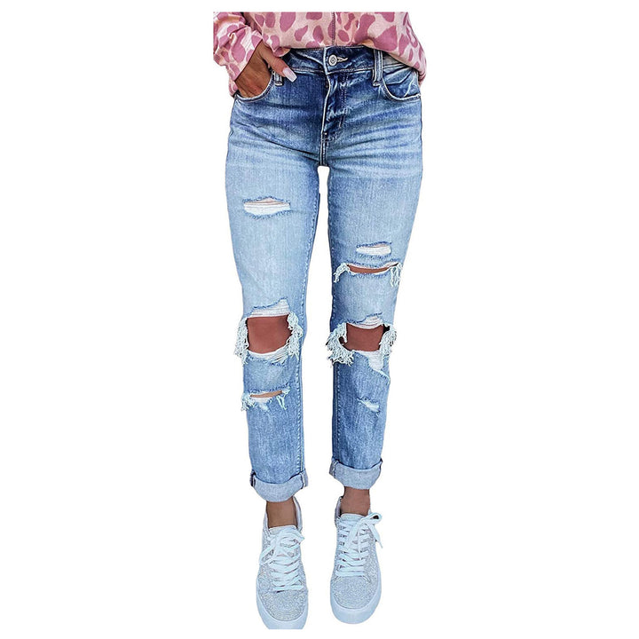 Femme High-Rise Distressed Boyfriend Jeans Drune