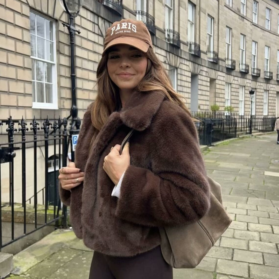 Damen elegante und weiche Kurzjacke mit Teddyfutter Drune