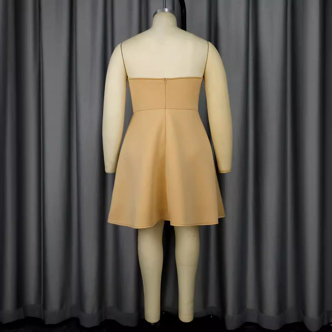 Damen elegantes Trauzeugen-Kleid mit voluminösem Rosen-Detail Drune