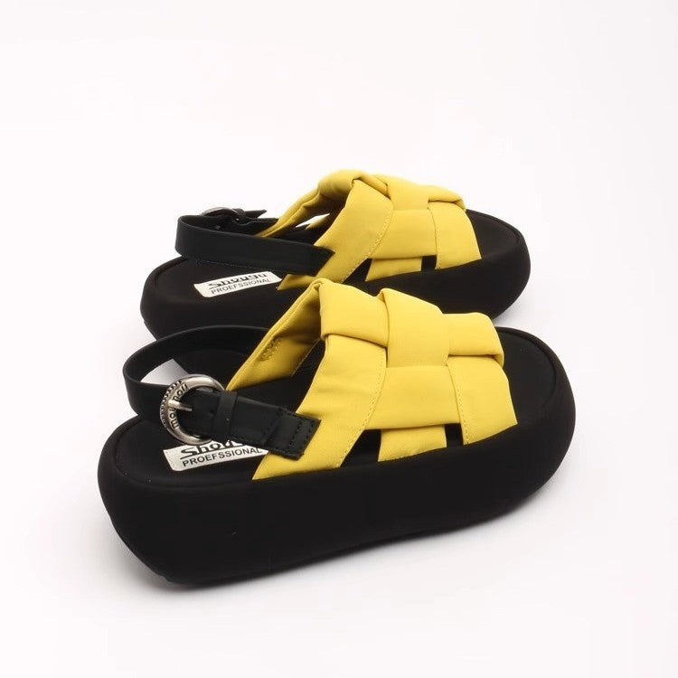 Damen modische Plateau-Sandalen mit elegantem Kreuzriemen und komfortablem Fußbett Drune
