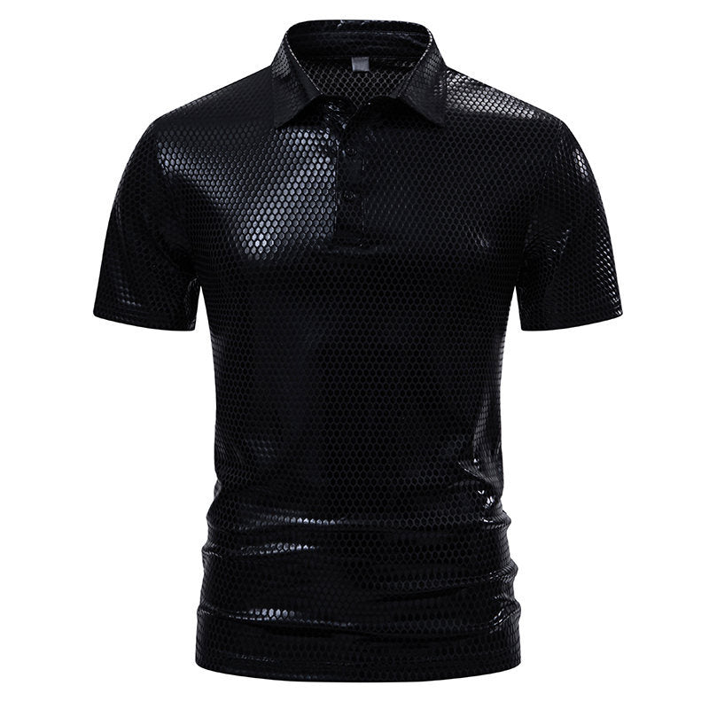 Herren Poloshirt mit glänzendem Honigwaben-Muster Drune
