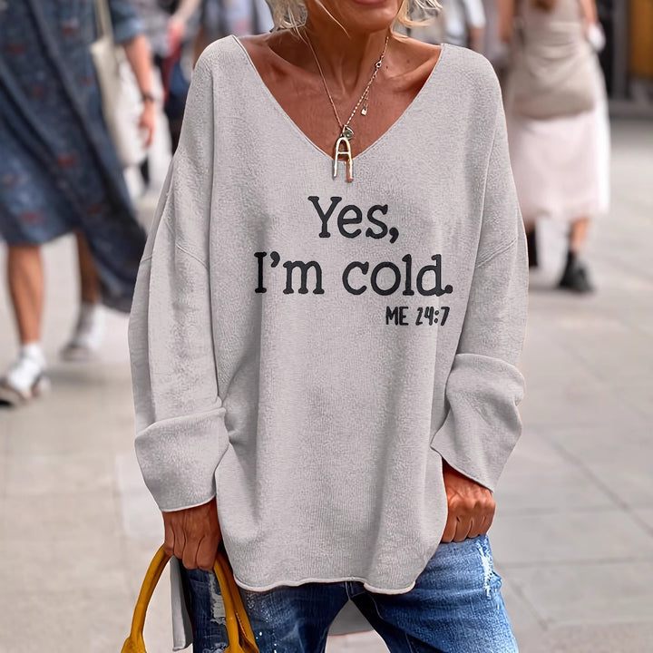 Damen Oversized V-Ausschnitt Graphic Sweatshirt Drune