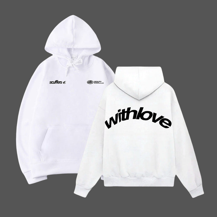 Unisex nan oversized Kapuzenpullover mit großflächigem Rückenprint, Kängurutasche und gerippten Bündchen Drune