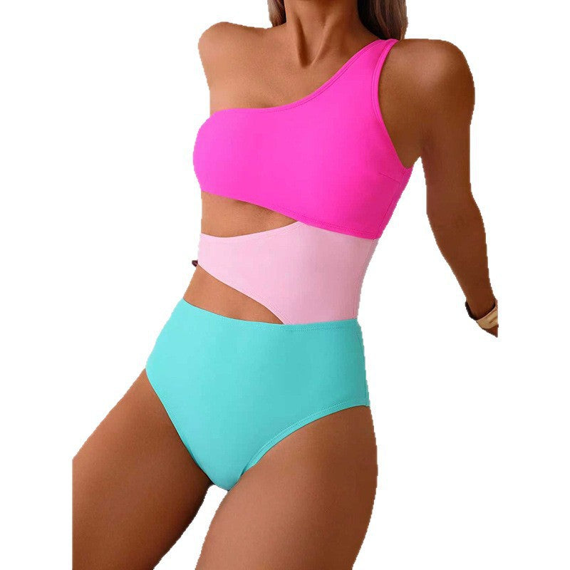 Damen Einseitiger Badeanzug mit hohem Beinausschnitt und modischem Cut-Out Drune