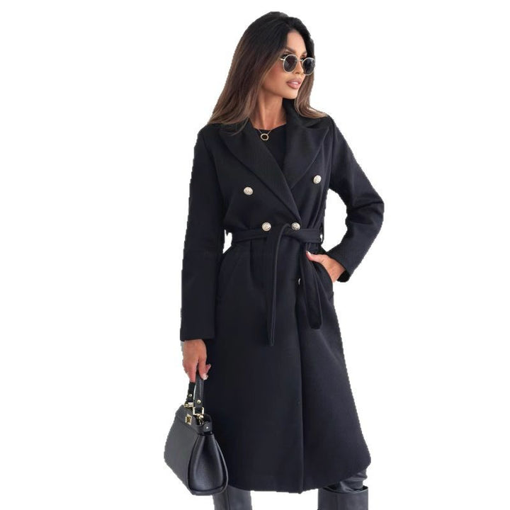 Damen Eleganter Double-Breasted Trenchcoat mit Gürtel und feinen Details Drune