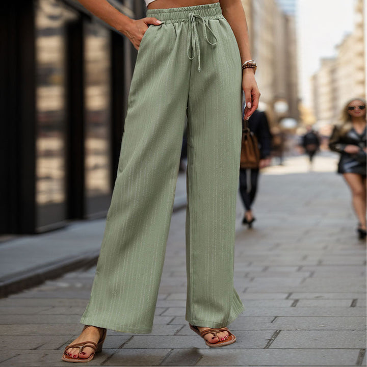 Damen Elegante und bequeme weite Hose mit elastischem Bund und Kordelzug Drune