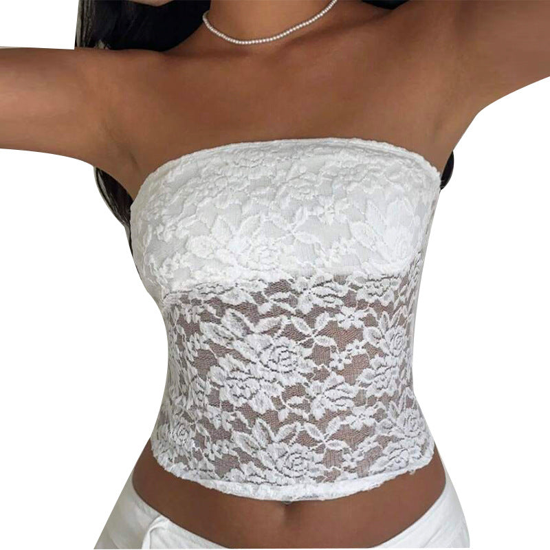 Damen Spitzen Bandeau-Oberteil Drune