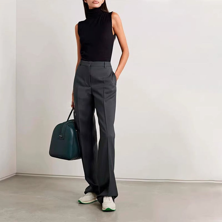Damen Elegante und bequeme Hochbundhose mit weitem Bein Drune