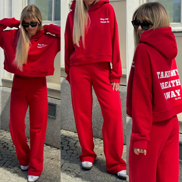 Damen lässiger Hoodie und weit geschnittene Jogginghose Drune