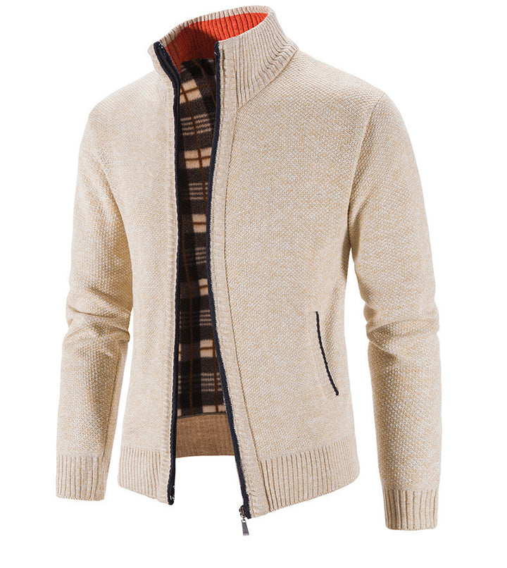 Herren Strickjacke mit strukturiertem Muster und hohem Stehkragen Drune