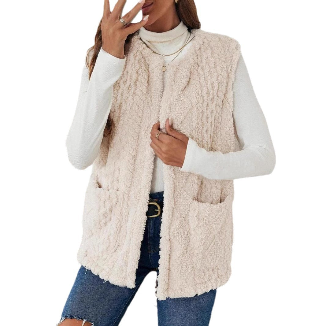 Damen Kuschelige Strickweste mit Taschen und elegantem Schnitt Drune