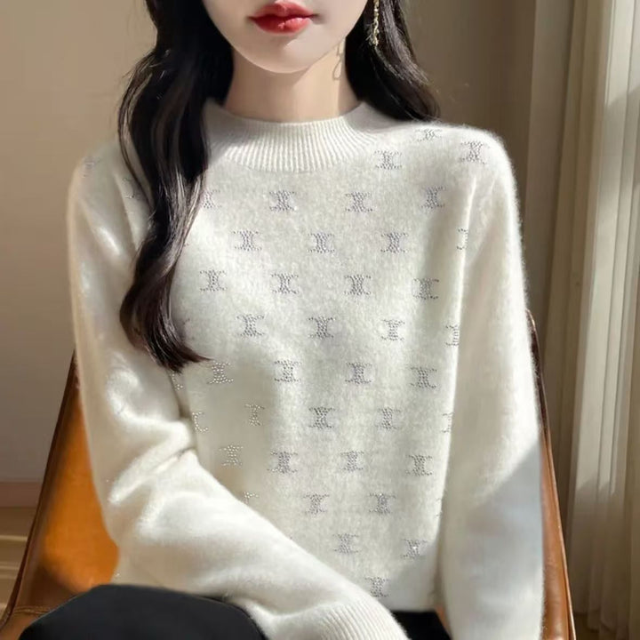 Damen Luxe Strickpullover mit feinem Glitzerdesign und Rundhalsausschnitt Drune