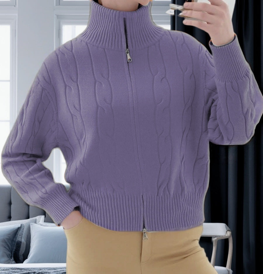 Damen Strickpullover mit hohem Kragen und Reißverschluss Drune