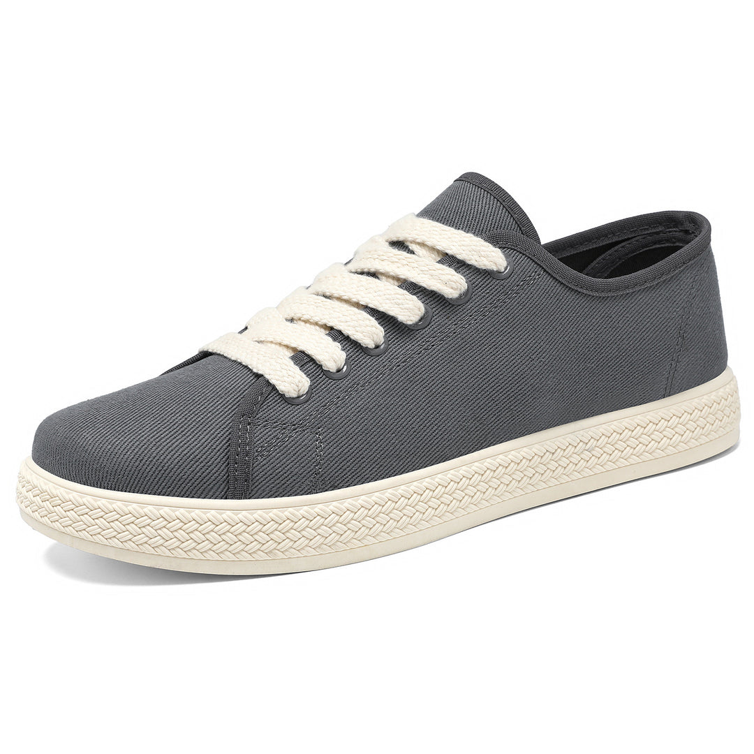 Damen nan Canvas-Sneaker mit geflochtener Plateau-Gummisohle, atmungsaktivem Textilfutter und extra breiten Baumwollsenkeln Drune