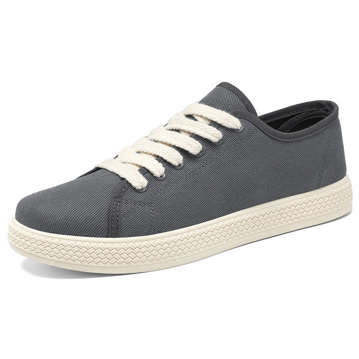 Damen nan Canvas-Sneaker mit geflochtener Plateau-Gummisohle, atmungsaktivem Textilfutter und extra breiten Baumwollsenkeln Drune