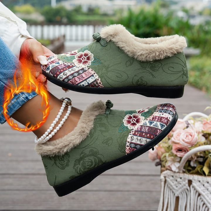 Damen Hausschuhe mit weichem Futter und modischem Flower-Design Drune