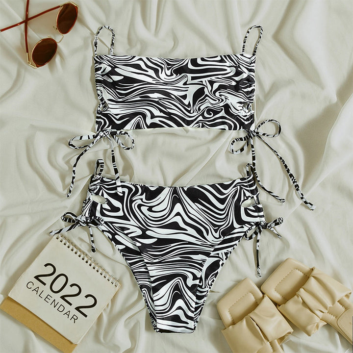 Damen Bandeau-Bikini-Set mit Stilvollem Rüschendesign Drune