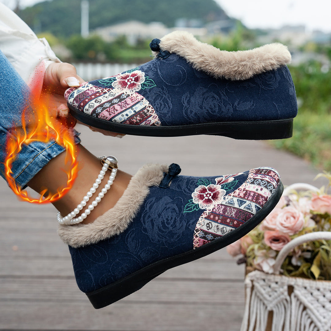 Damen Hausschuhe mit weichem Futter und modischem Flower-Design Drune