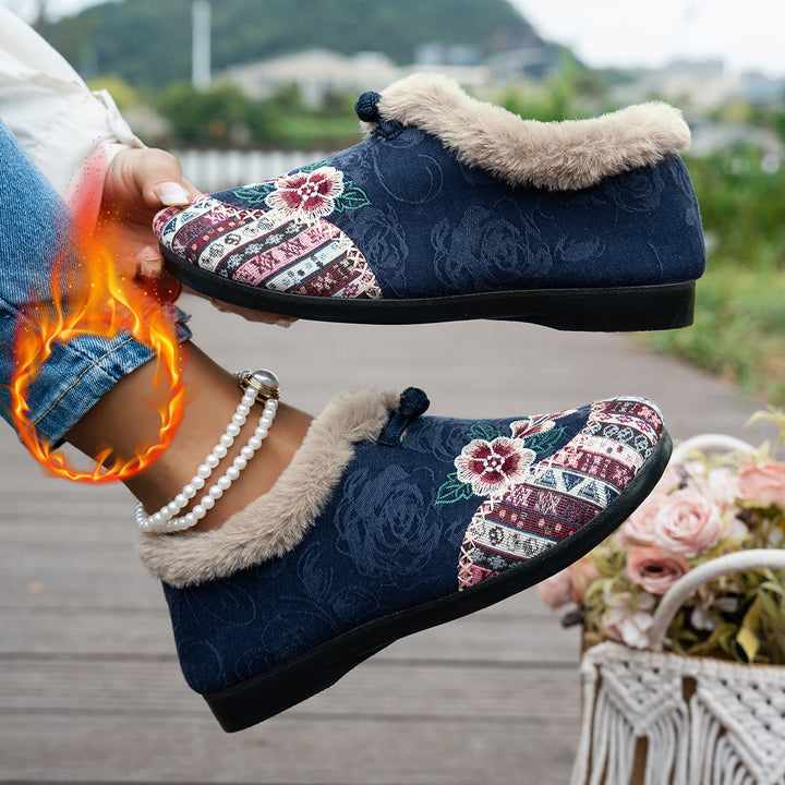 Damen Hausschuhe mit weichem Futter und modischem Flower-Design Drune