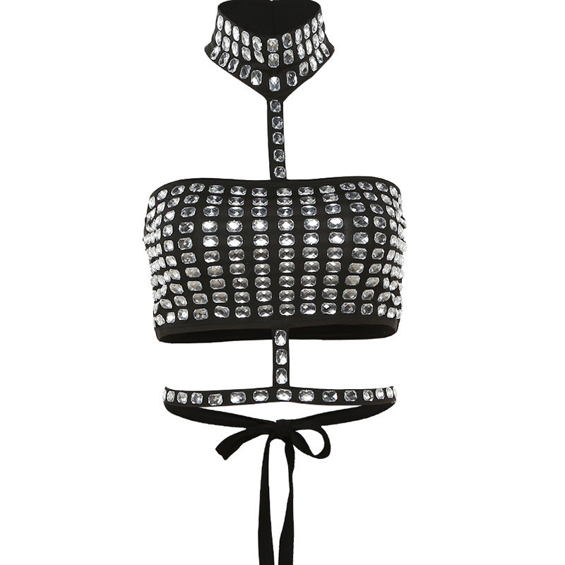 Damen Glitzer Bustier mit Strass-Verzierungen Drune