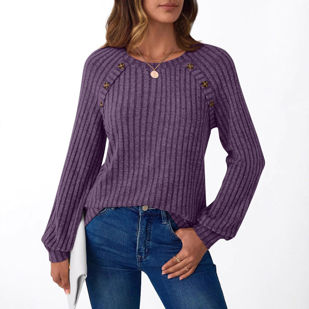 Damen Strickpullover mit Knopfdetails und strukturiertem Design Drune