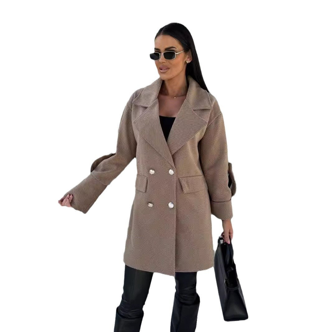 Damen Elegant geschnittener Oversized Blazer mit doppelter Knopfreihe Drune