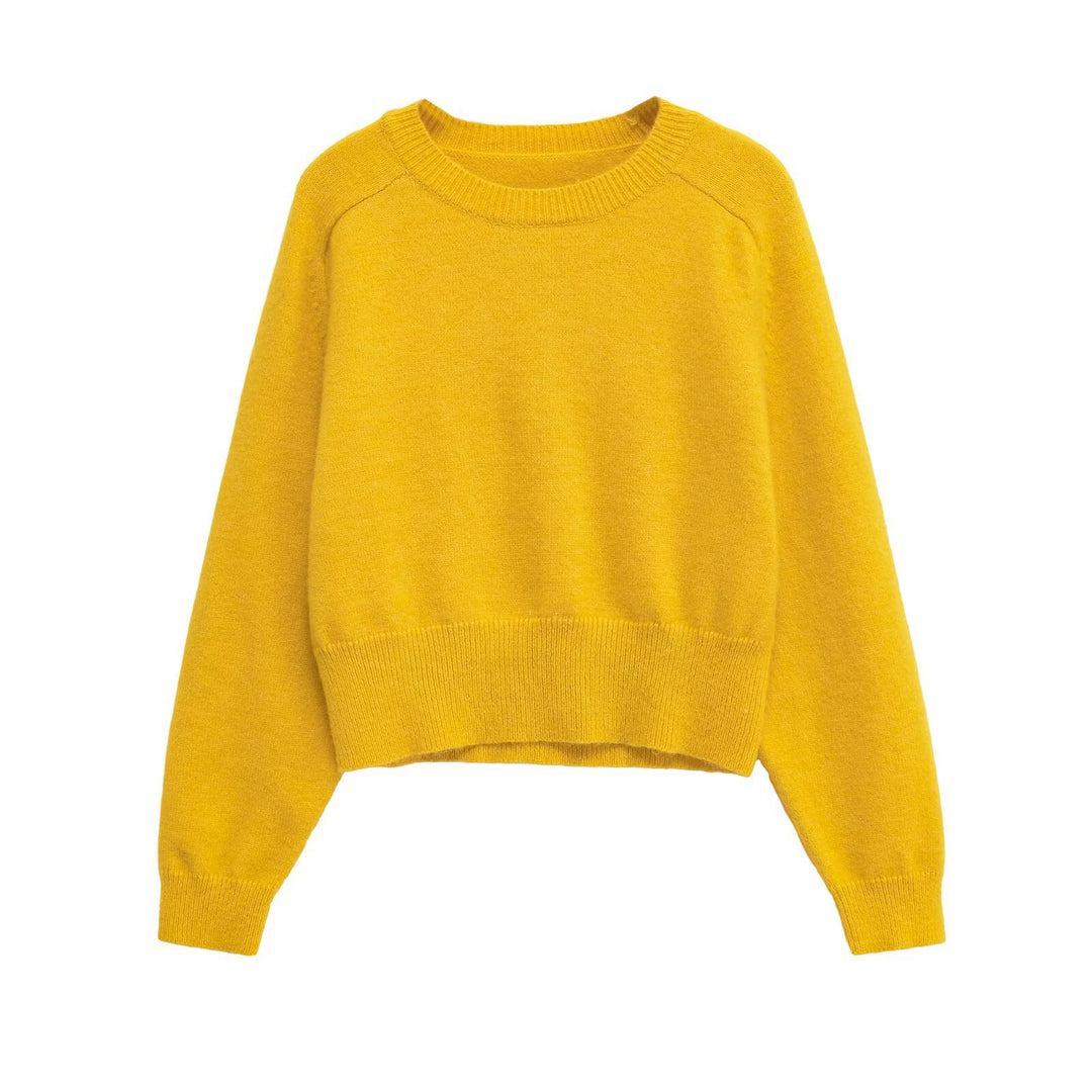 Damen Modischer cropped Pullover aus weichem Strickmaterial Drune