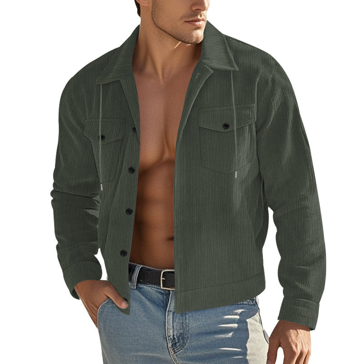 Herren nan Cord-Überhemdjacke mit Kentkragen, Druckknopfverschluss und aufgesetzten Brusttaschen Drune