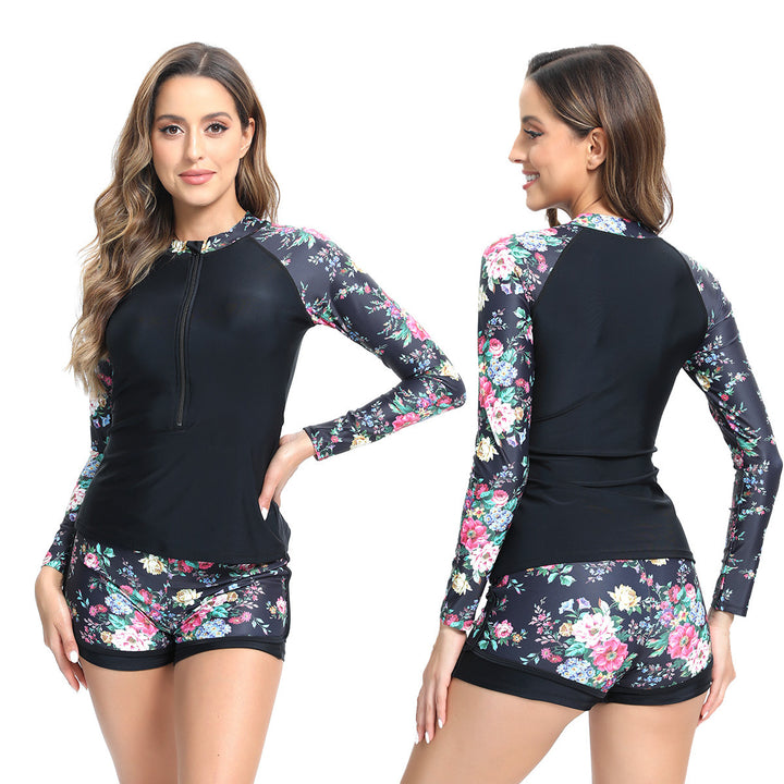 Damen UV-schutz Sportanzug mit Blumenmuster Drune