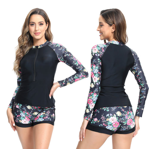 Damen UV-schutz Sportanzug mit Blumenmuster Drune