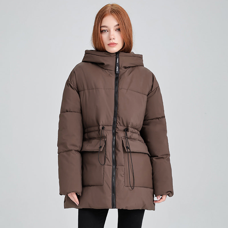 Damen isolierte Parkajacke mit verstellbarem Taillenzug und praktischen Taschen Drune