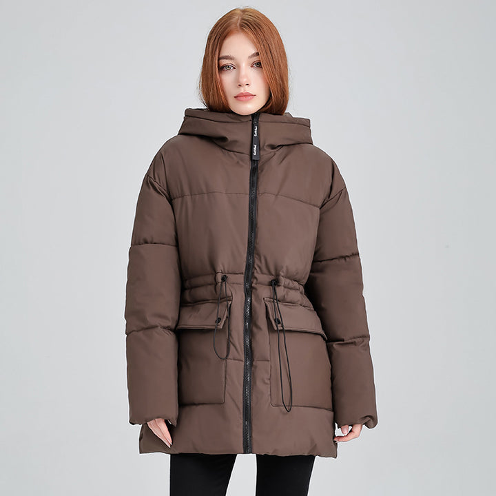 Damen isolierte Parkajacke mit verstellbarem Taillenzug und praktischen Taschen Drune