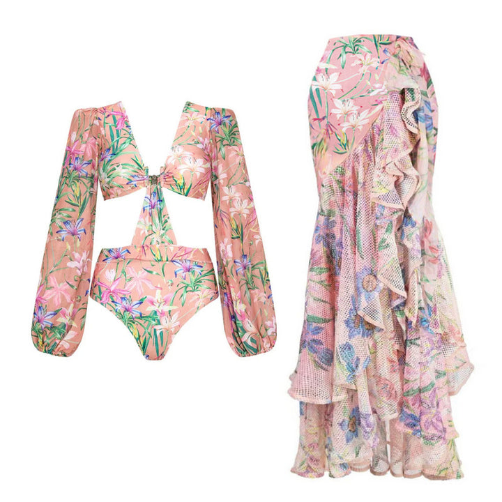 Damen Bikiniset mit langen Ärmeln Drune