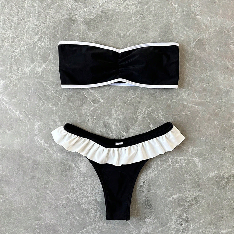 Damen Bandeau-Bikini mit Rüschendetails und elastischem Komfortbund Drune