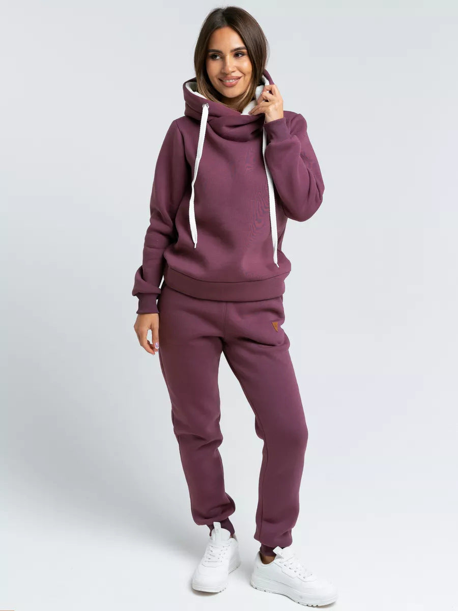 Damen Sportliches Hoodie-Set mit hohem Kragen Drune