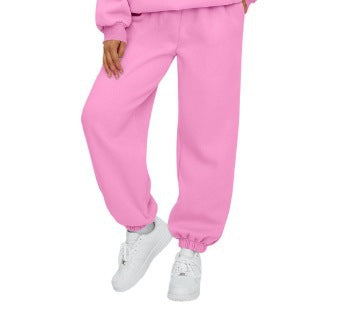 Damen nan Baggy-Sweathose im Retro‑Look mit hohem Komfortbund tiefem Schritt seitlichen Einschubtaschen und elastischen Knöchelbündchen Drune
