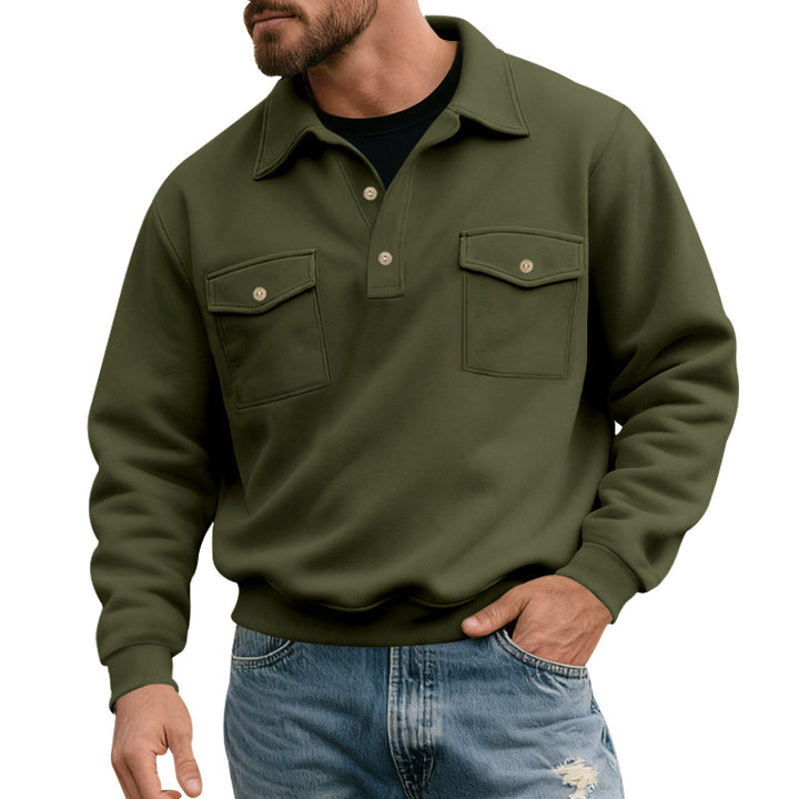 Herren lässiger Pullover mit praktischen Pattentaschen Drune