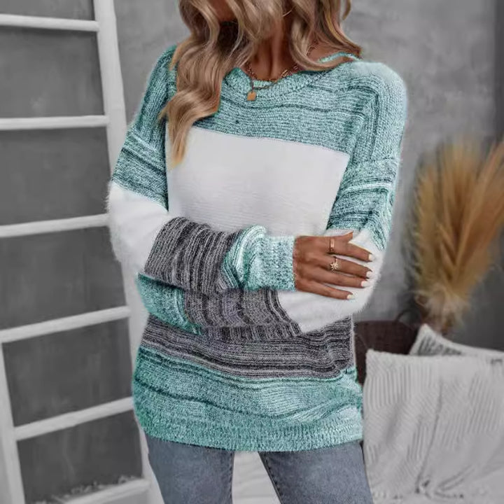 Damen lässiger Pullover mit modernem Streifenmuster und weichem Material Drune