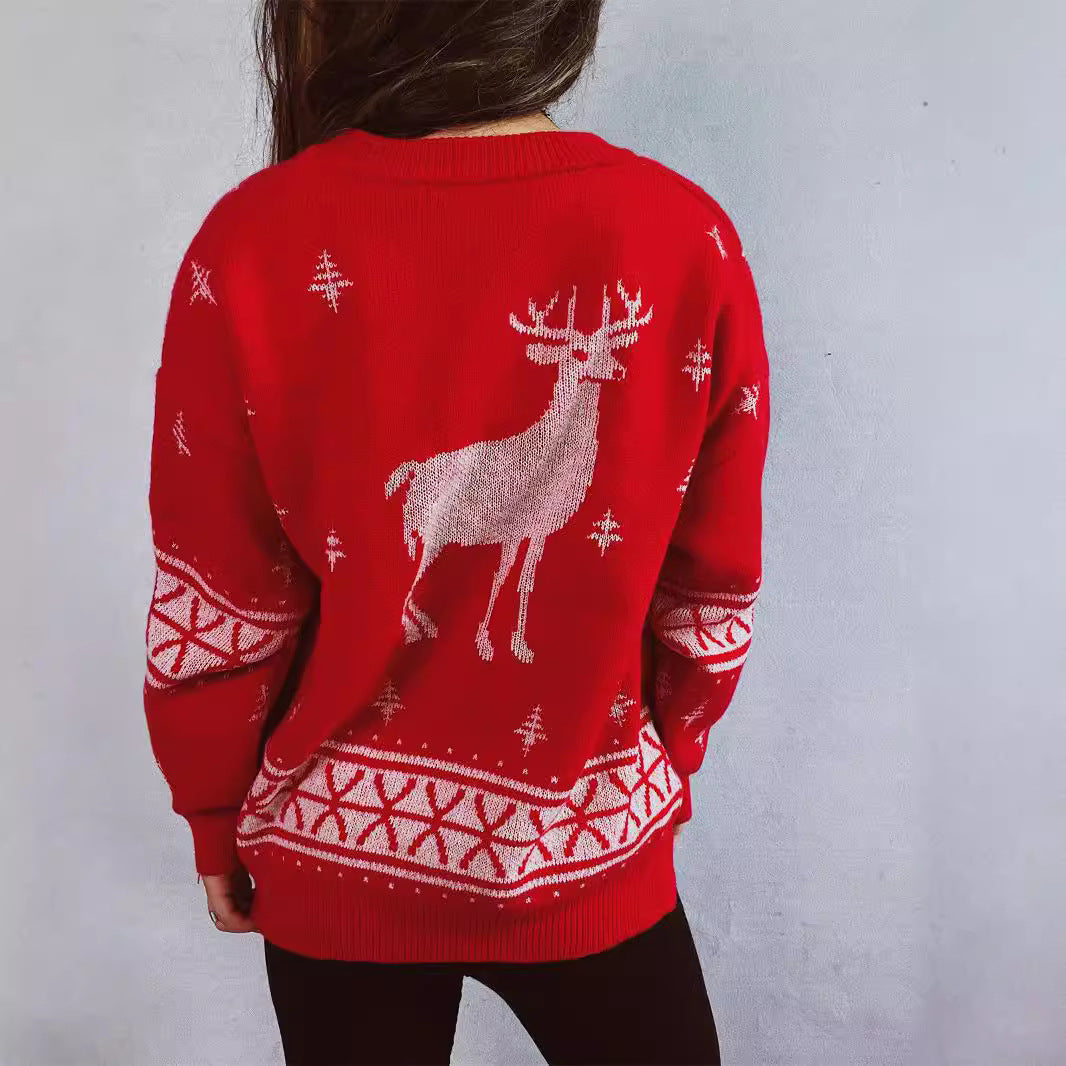 Damen Weihnachts-Pullover mit festlichem Rentier-Motiv und weichem Strick Drune