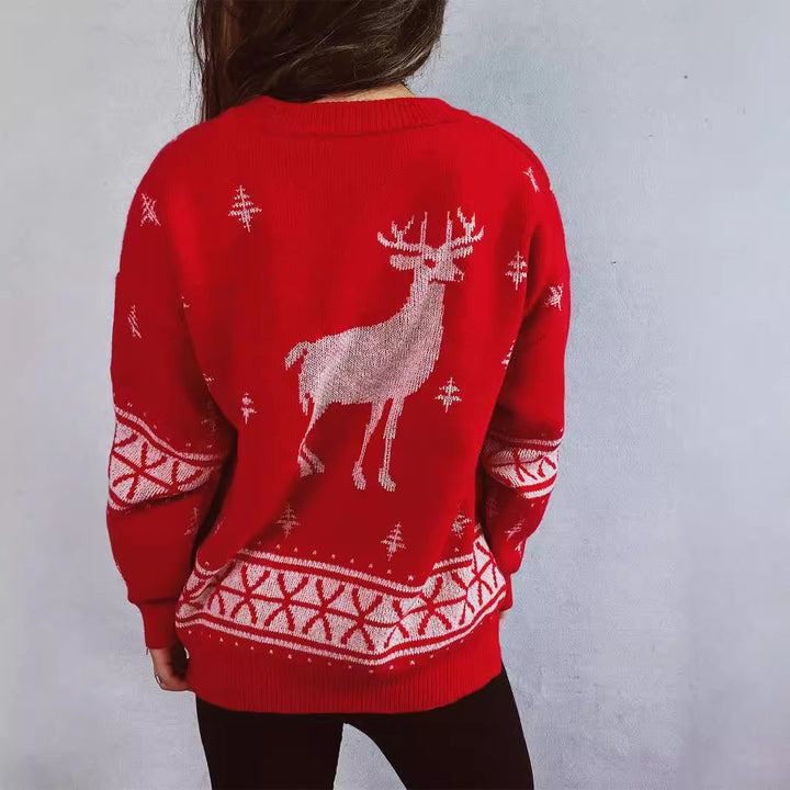 Damen Weihnachts-Pullover mit festlichem Rentier-Motiv und weichem Strick Drune