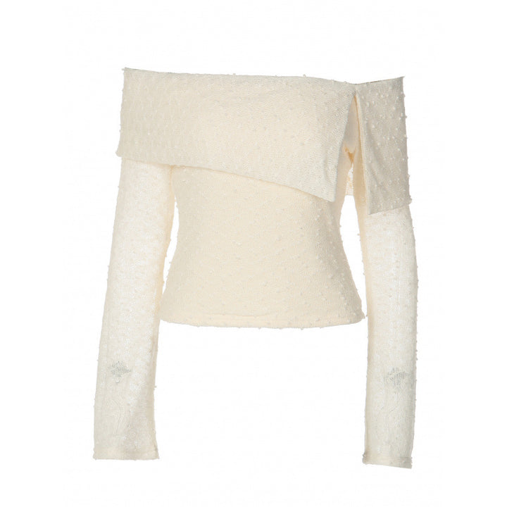 Damen Off-Shoulder Oberteil mit eleganten Rüschendetails und langen Ärmeln Drune