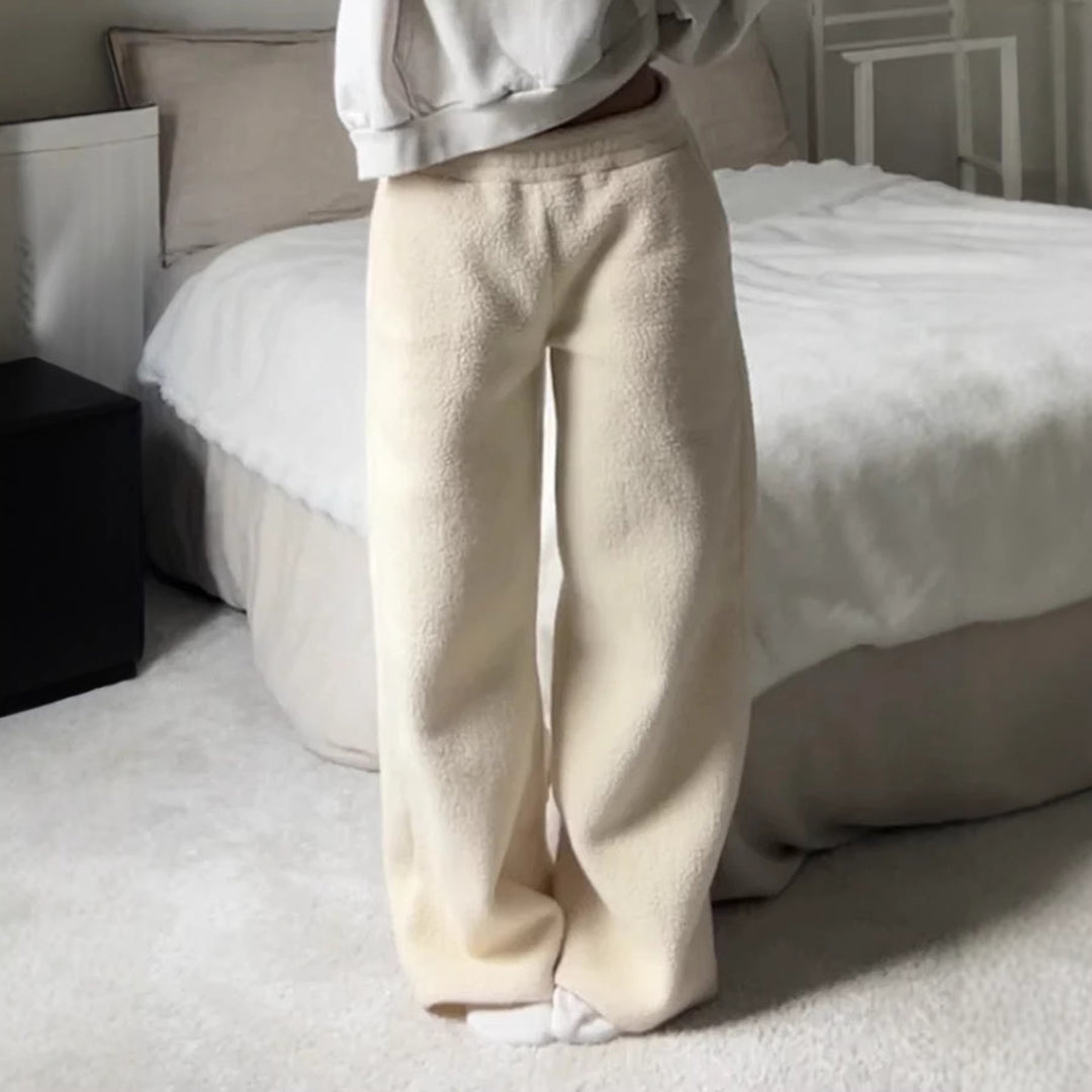 Damen Flauschige Jogginghose mit elastischem Bund und Seitennahttaschen Drune