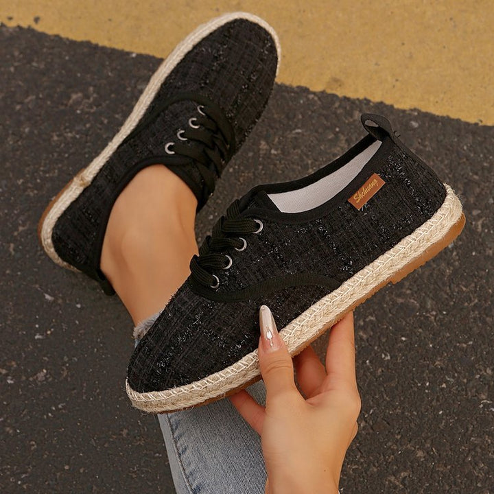 Damen  atmungsaktive Strick-Espadrilles mit geflochtener Jute-Sohle und flexiblem Memory-Fußbett Drune