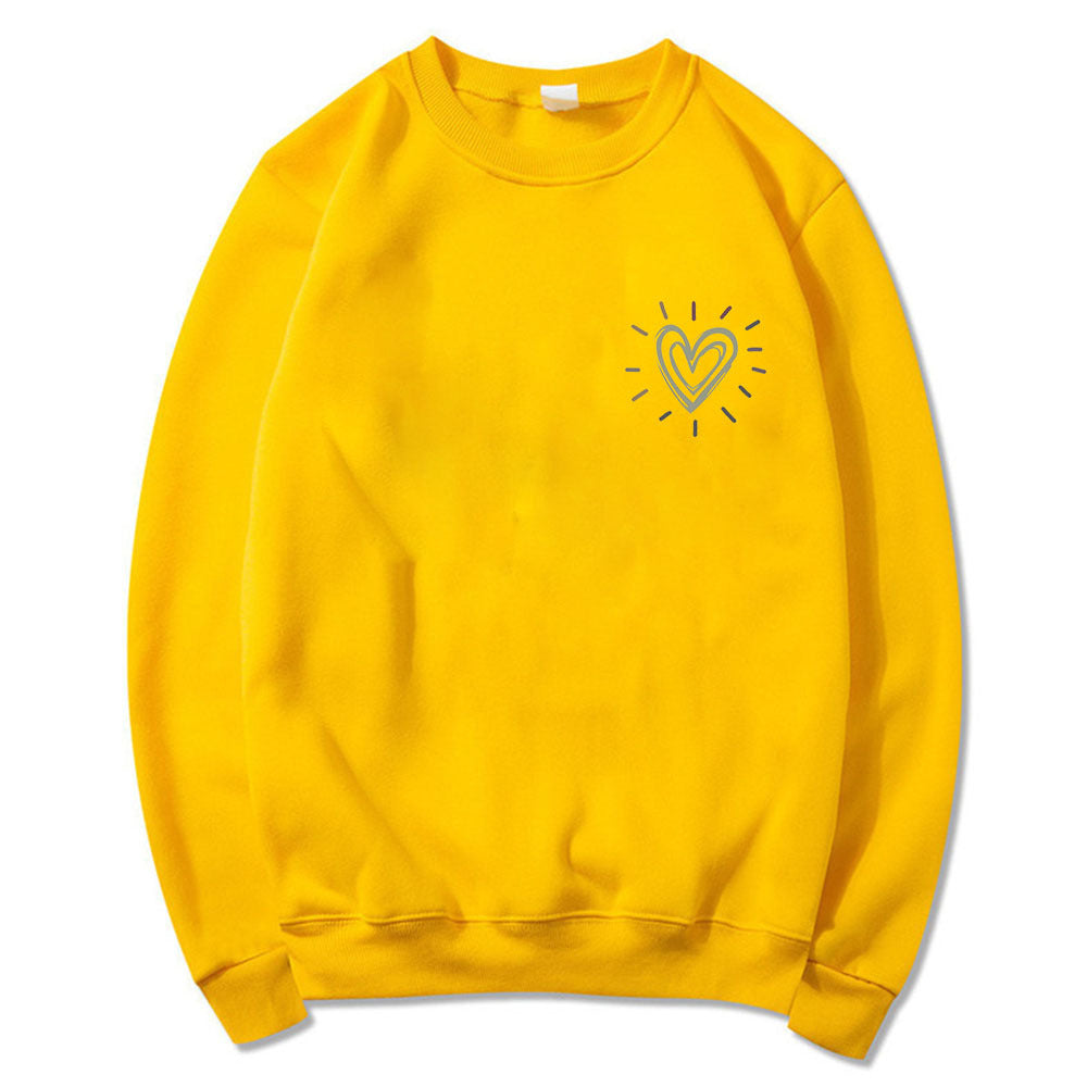 Damen Oversized Sweatshirt mit niedlichem Herzmotiv und lässigem Schnitt Drune