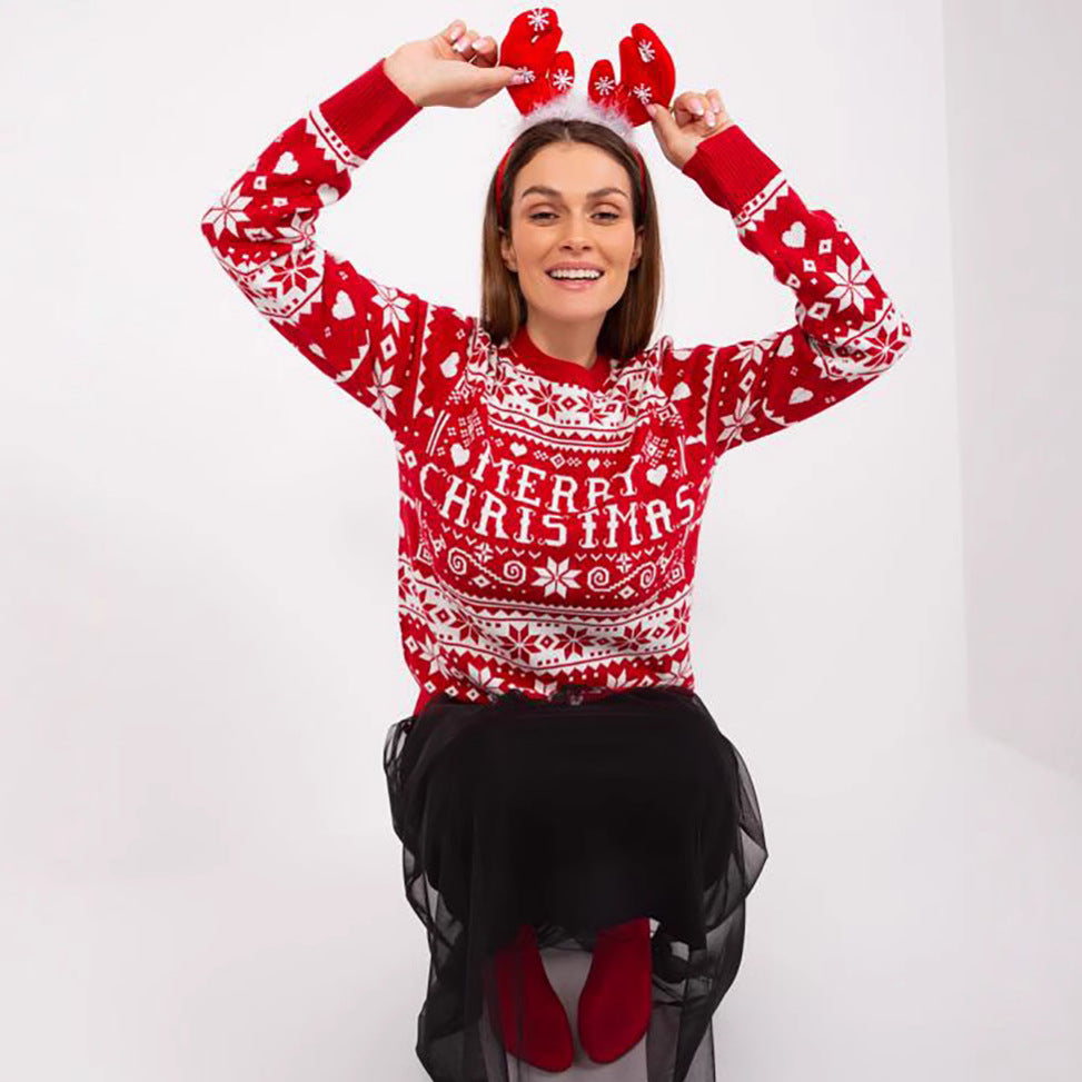 Damen Weihnachts-Pullover mit festlichem Motiv und kuscheligem Strick Drune