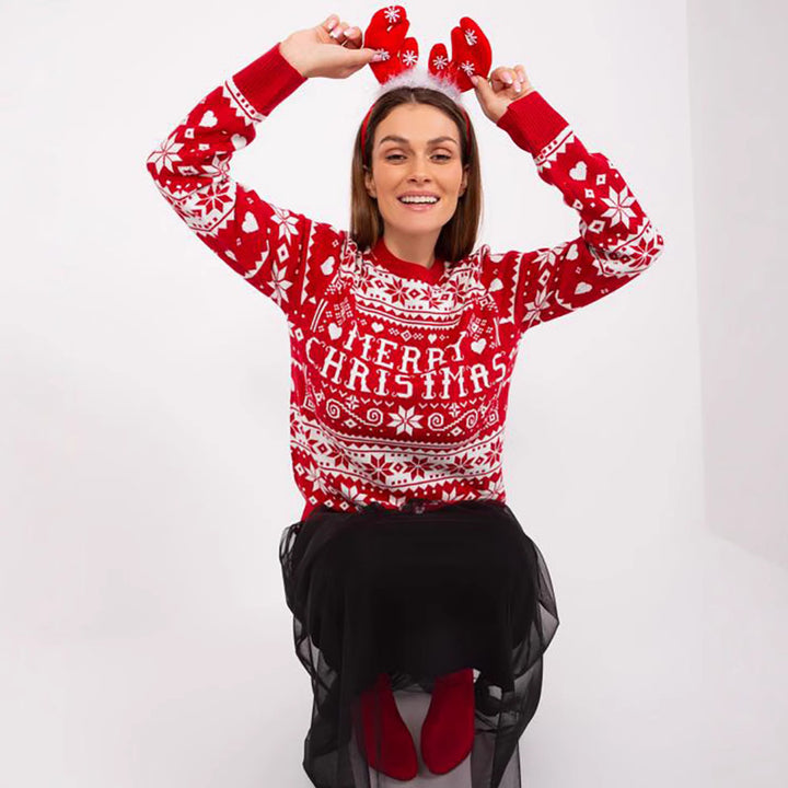 Damen Weihnachts-Pullover mit festlichem Motiv und kuscheligem Strick Drune