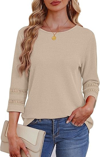 Damen lässiges Longsleeve-Oberteil mit Spitzen-Details Drune