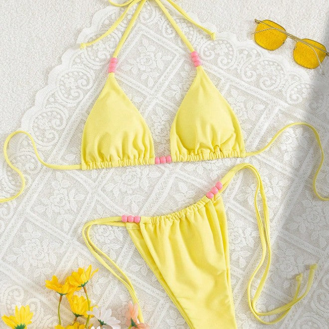 Damen Triangel-Bikini mit bunten Schmuckakzenten Drune